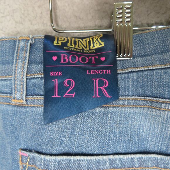 Victorias Secret PINK Jeans Womens 12 Blue Bootcut Y2K Mid Rise Denim NEW - Picture 5 of 15